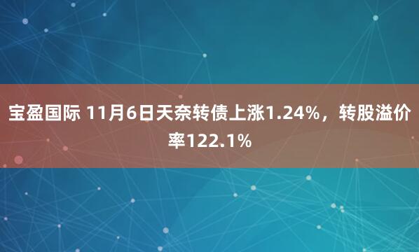 宝盈国际 11月6日天奈转债上涨1.24%,转股溢价率122.1%
